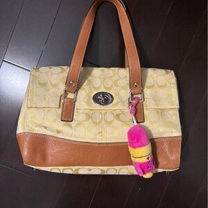 Coach Yellow and Tan Shoulder Bag